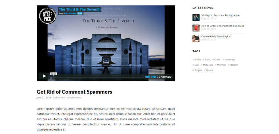 Blog post page