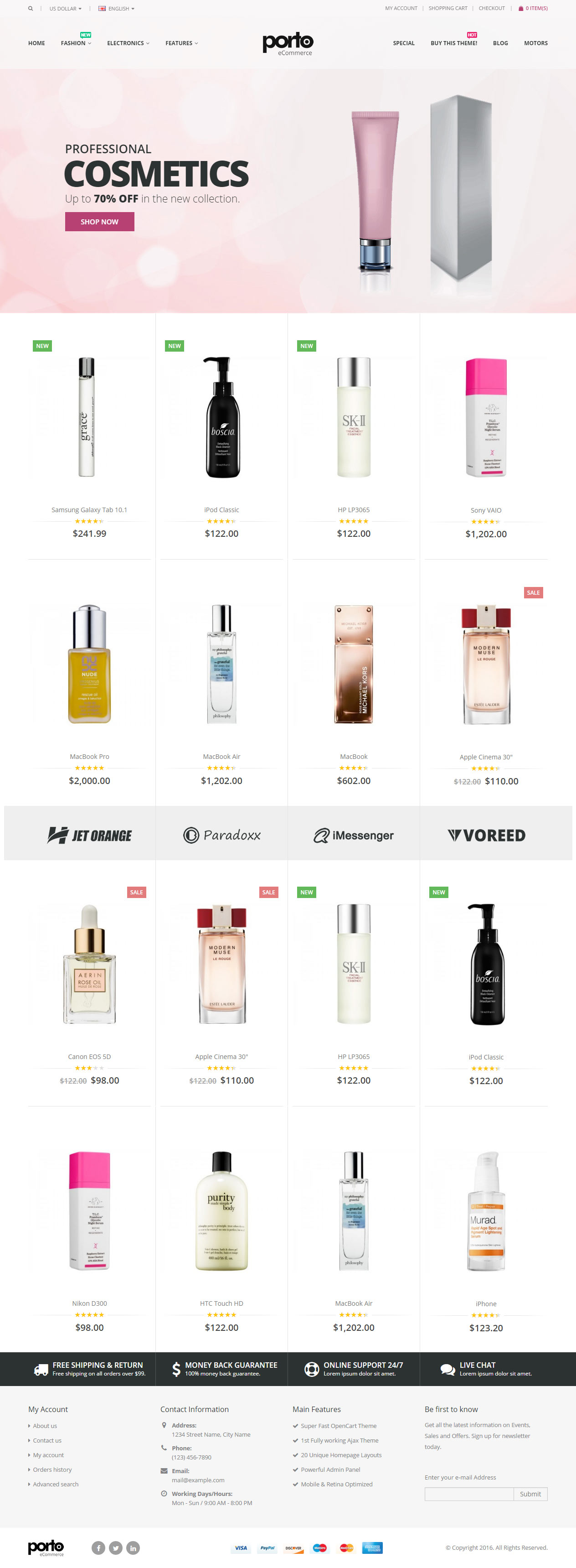 Porto Opencart Cosmetics Template