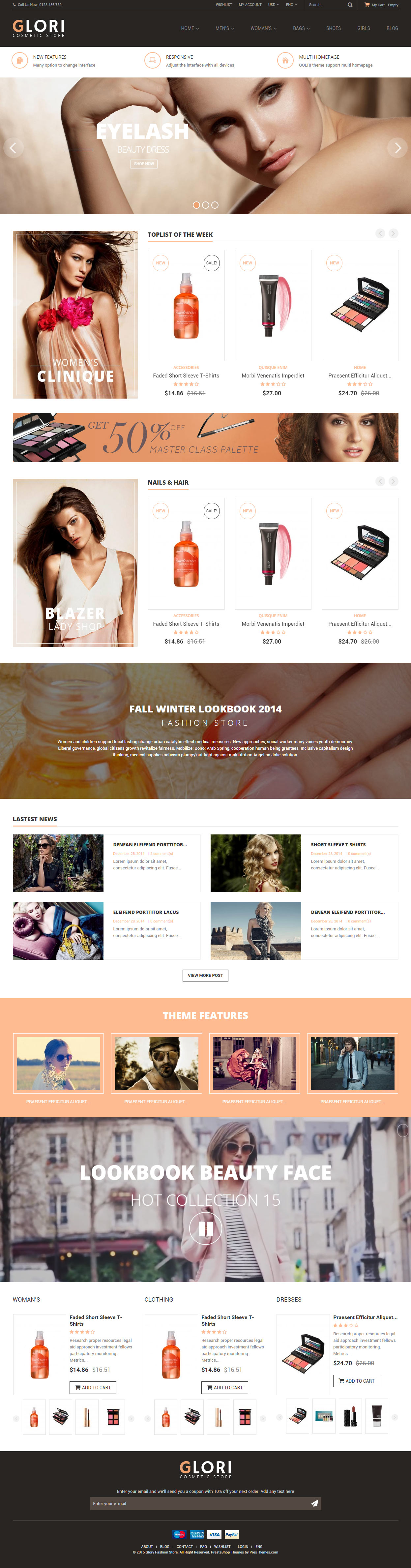 Glory Prestashop Cosmetics Theme