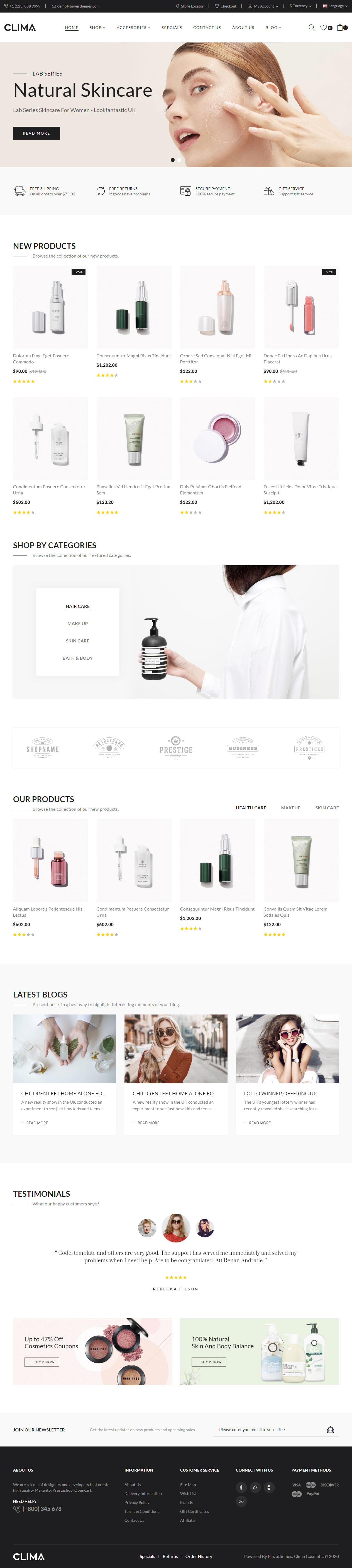 Clima Opencart Cosmetics Template