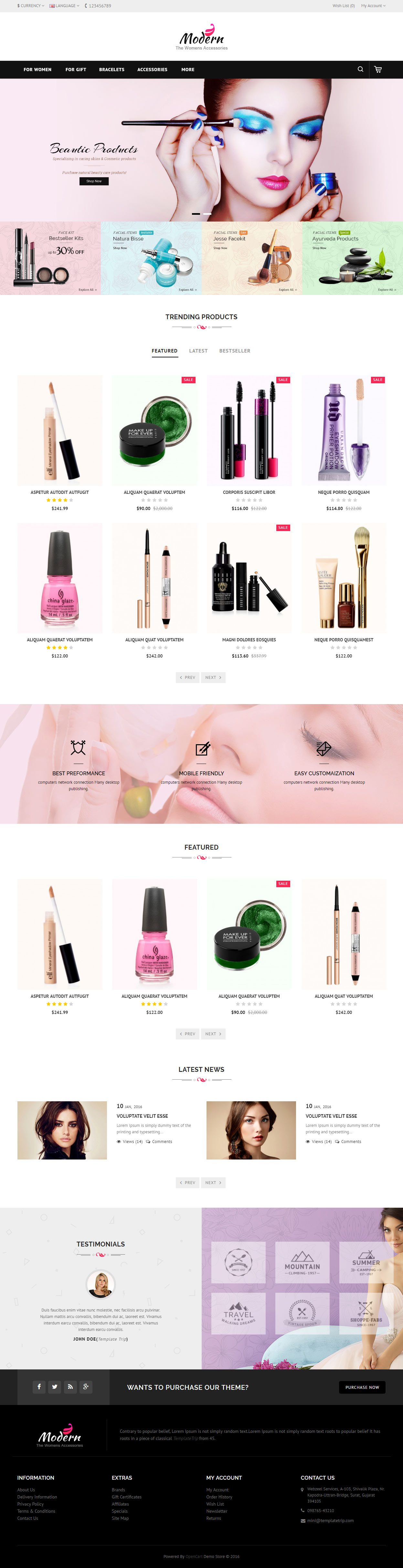 Modern Opencart Cosmetics Templates
