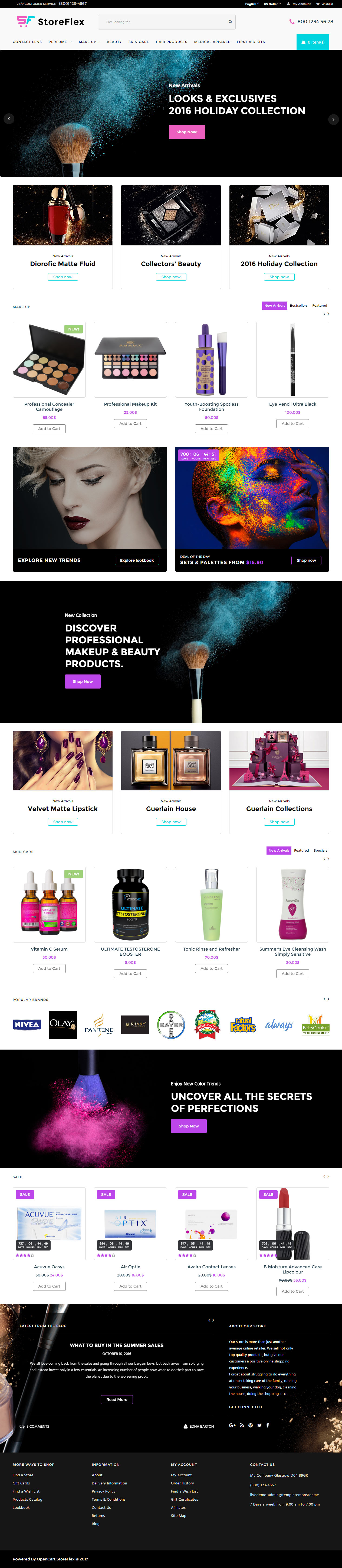 StoreFlex Opencart Cosmetics Template