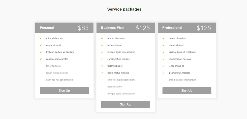 Pricing Tables