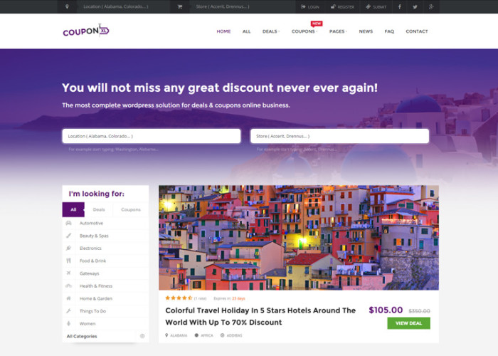 CouponXL – Premium Responsive Coupons, Deals & Discounts WordPress Theme
