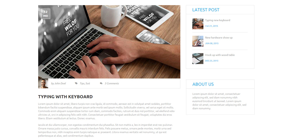 Blog post page