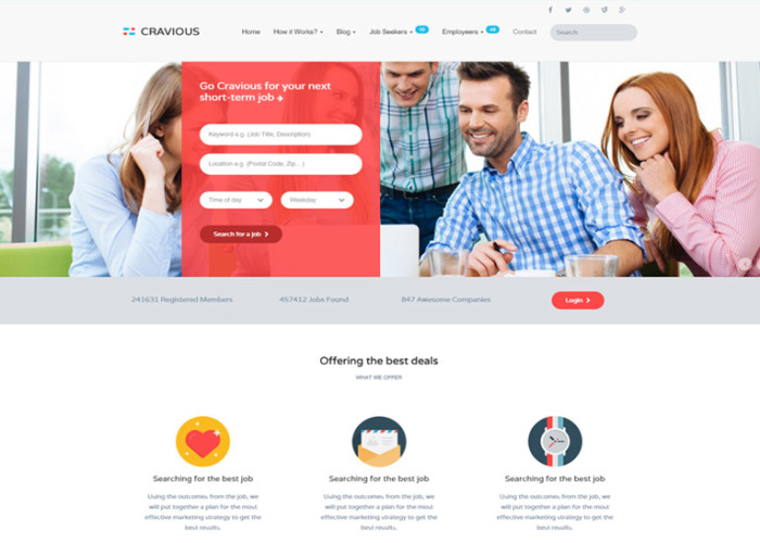 Cravious – Premium Responsive Job Portal HTML5 Template