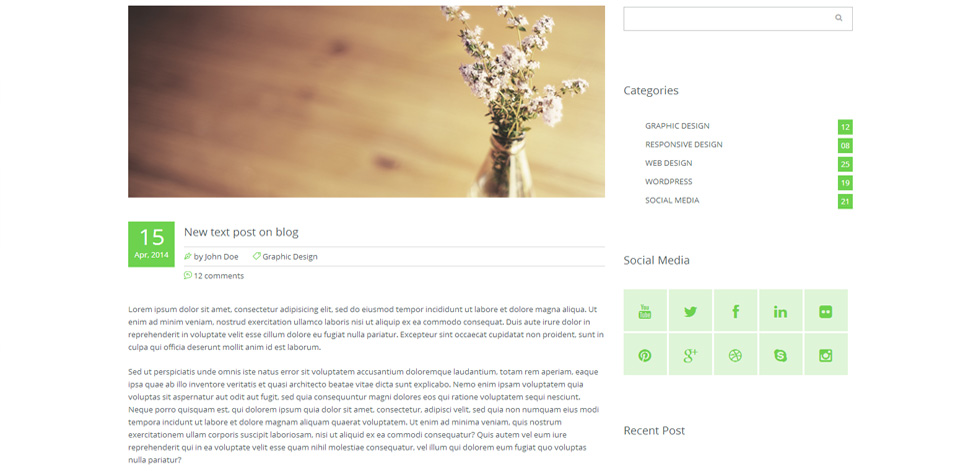 Blog post page