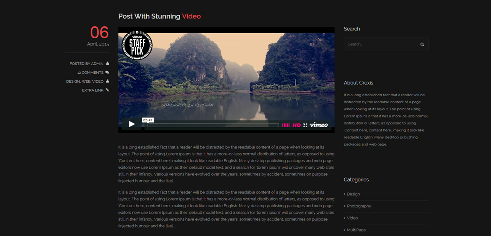 Blog post page
