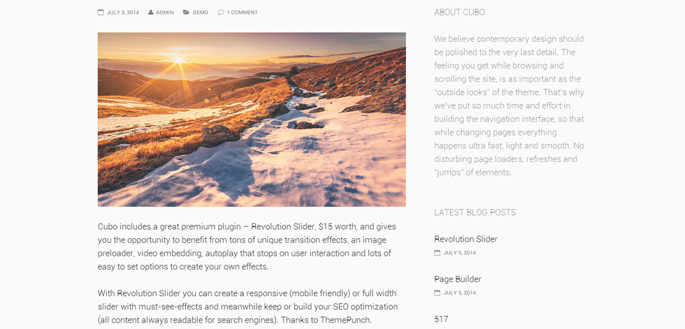 Blog post page
