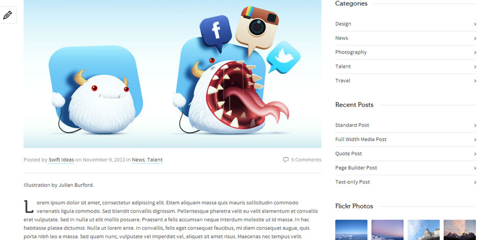 Blog post page