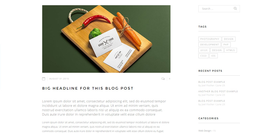 Blog post page
