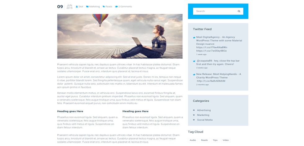 Blog post page