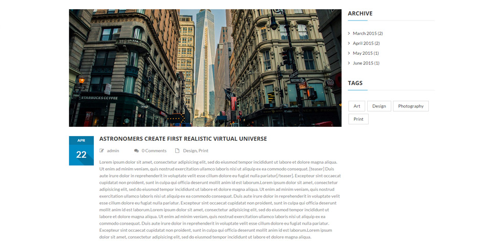 Blog post page