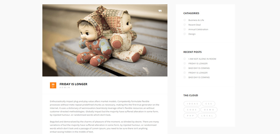 Blog post page