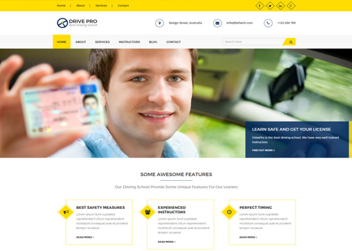 Drive Pro – Premium Responsive Driving School HTML5 Template