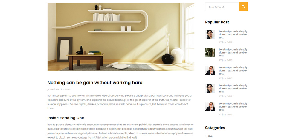 Blog post page