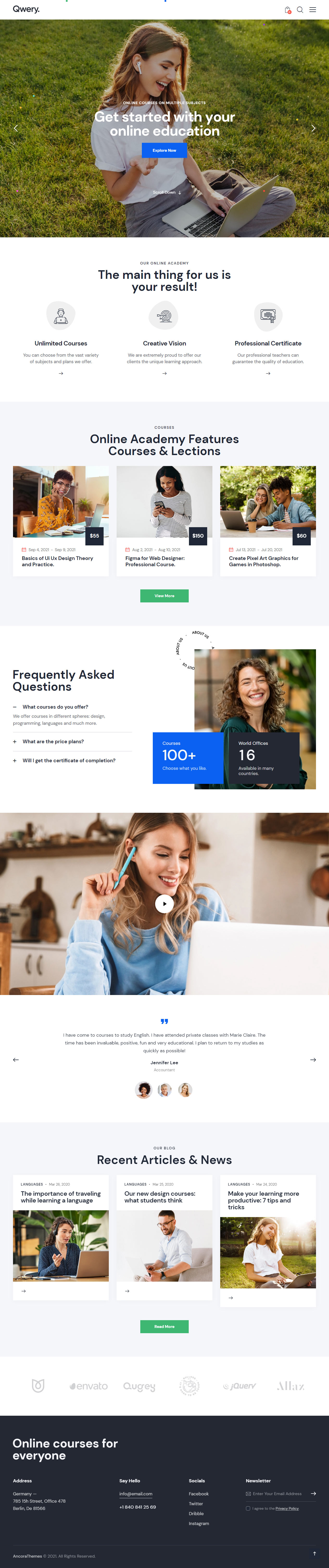 Qwery WordPress e-Learning Theme