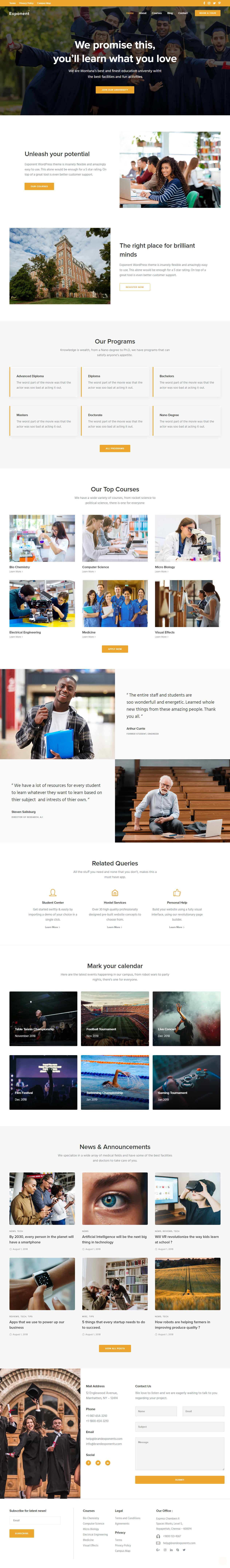 Exponent WordPress Educational Themes for Schools