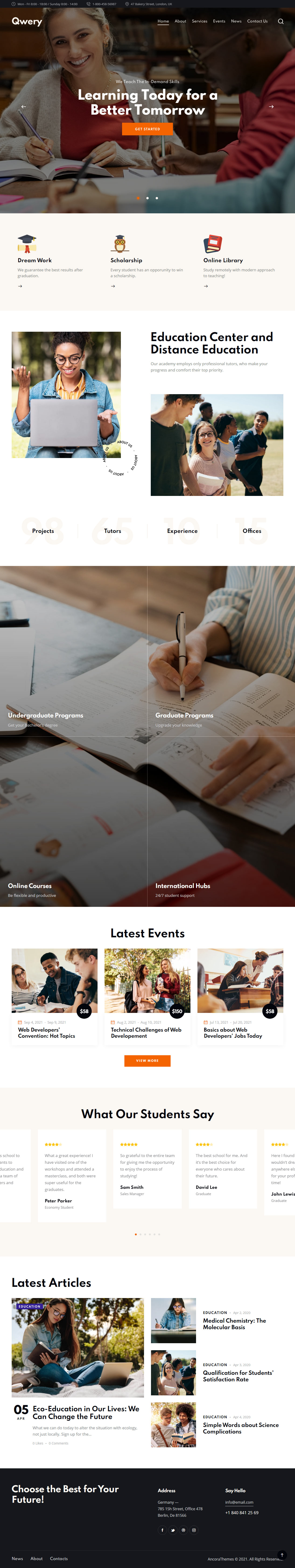 Qwery WordPress Educational Themes for Schools