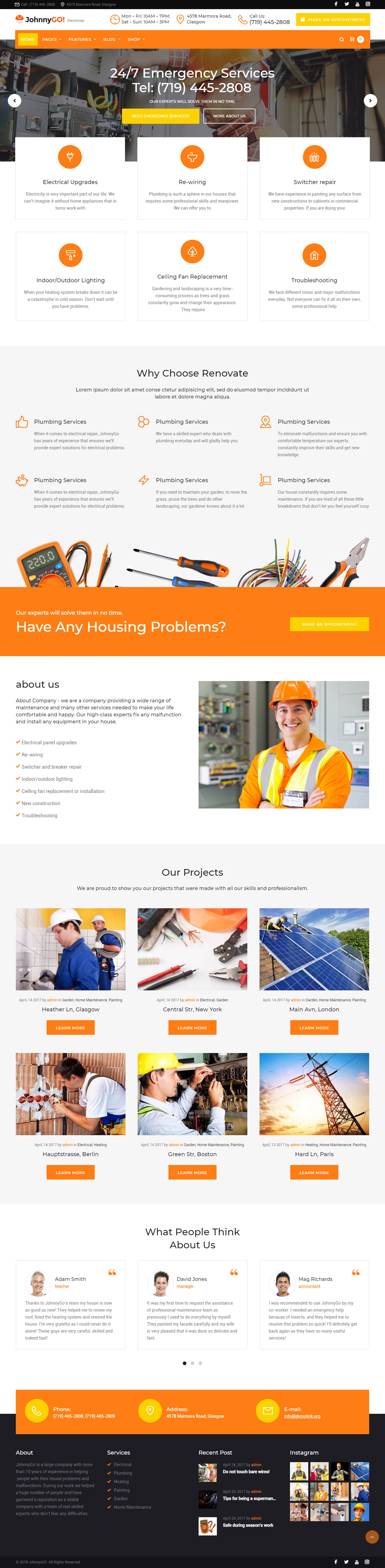 JohnnyGo WordPress Electrician Themes