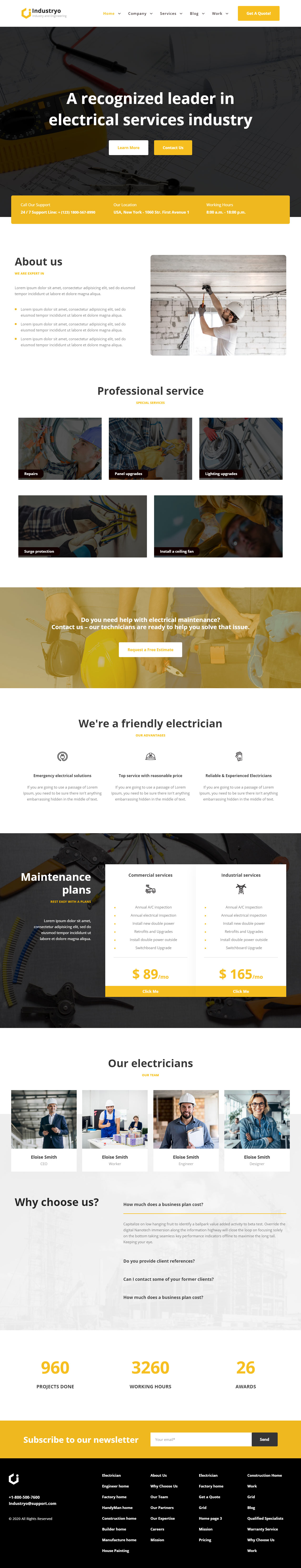 Industryo WordPress Electrician Themes
