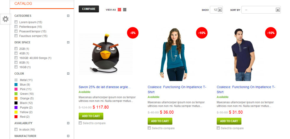 Category page