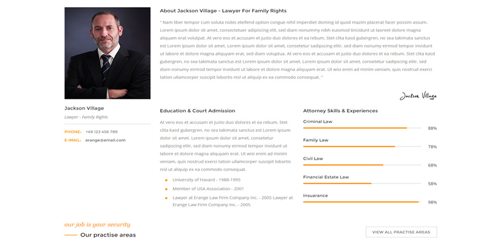 Attorneys profile page