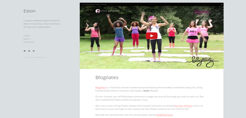 Blog post page