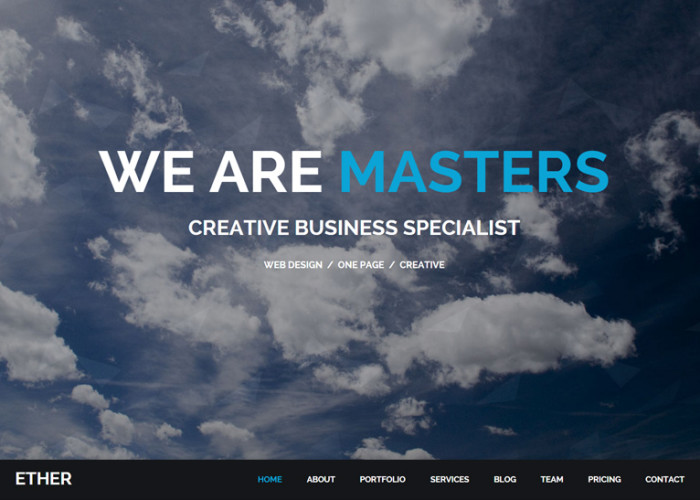 Ether – Premium One Page Multipurpose Muse Template