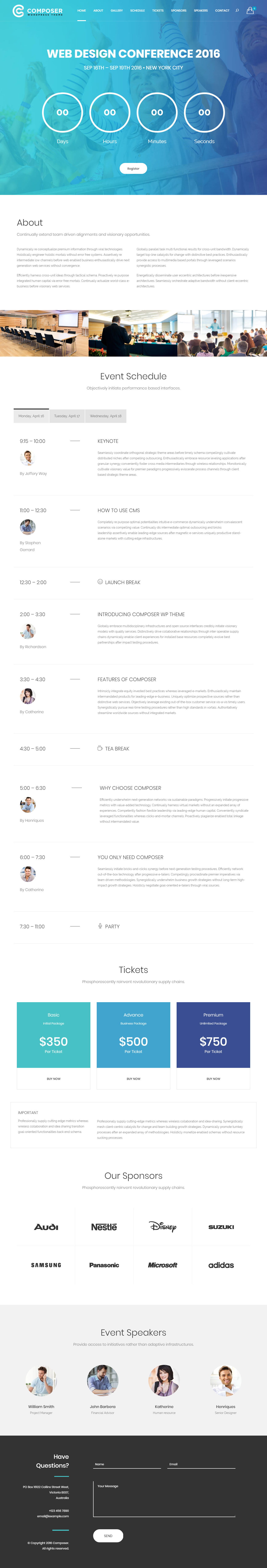 Composer Events WordPress Theme