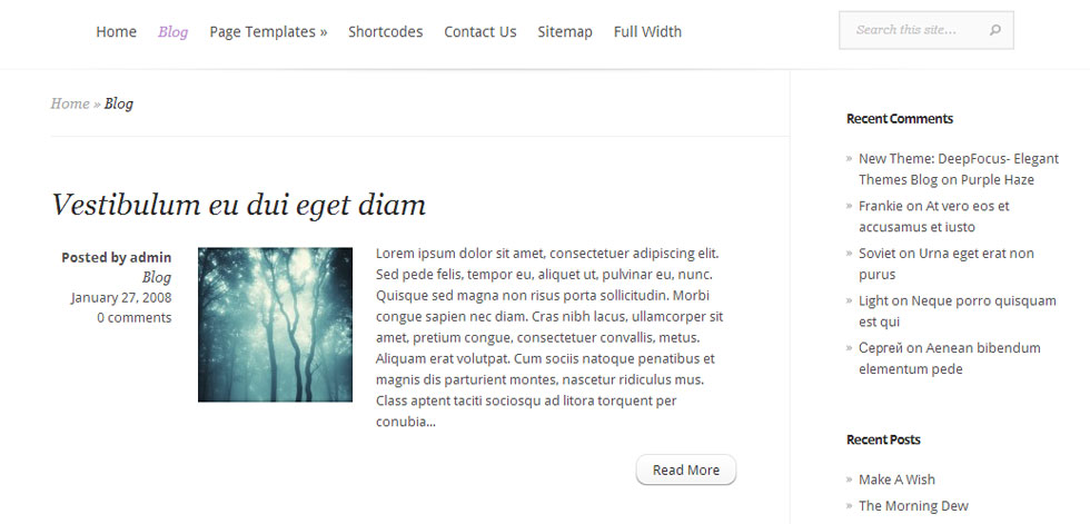 Blog post page