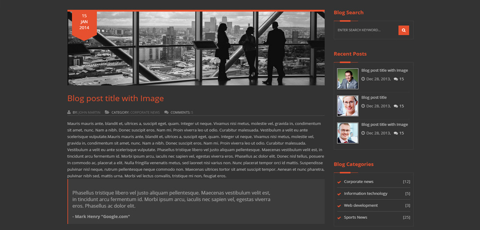 Blog post page