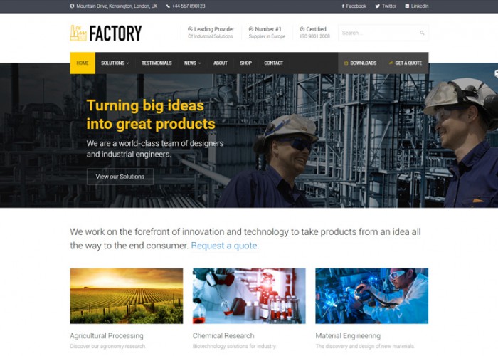 Factory – Premium Responisve Industrial Business WordPress Theme