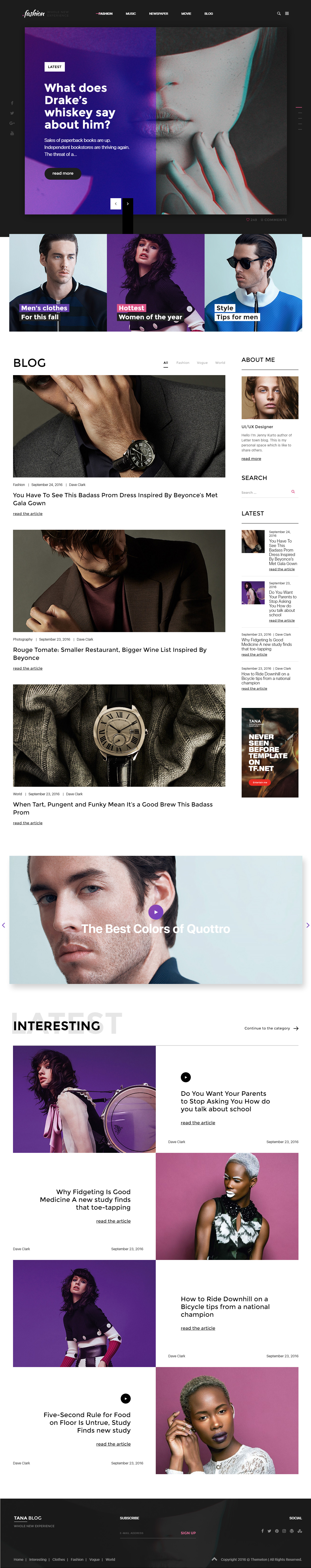 Magazine Tana WordPress Fashion Magazine