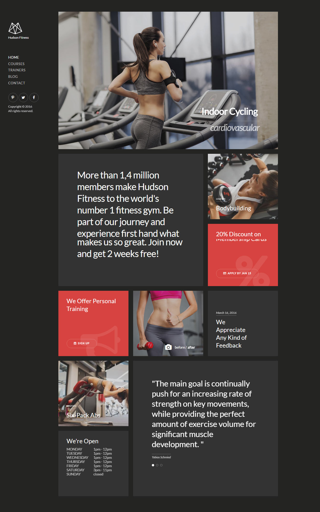 Hudson drupal gym and fitness theme
