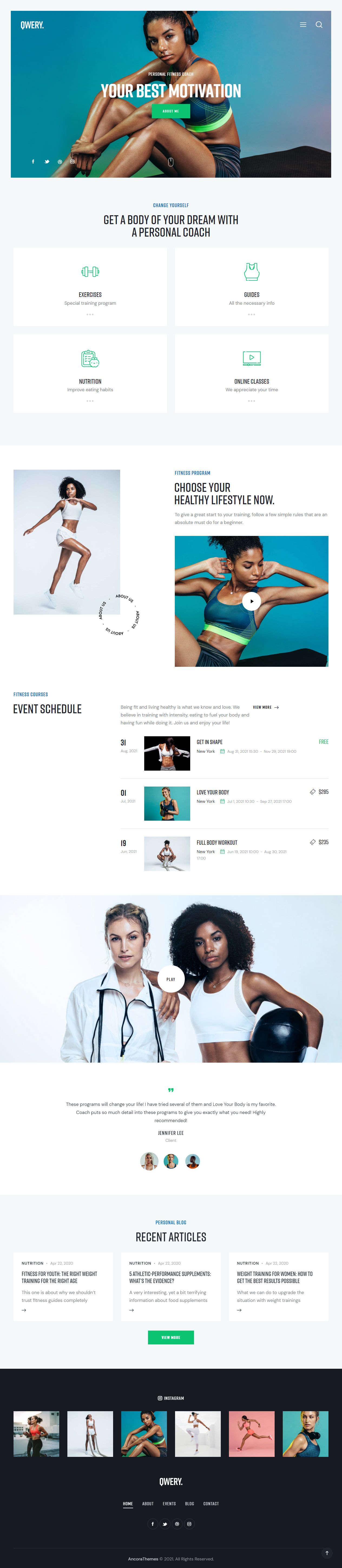 Qwery WordPress Fitness and Gym Themes