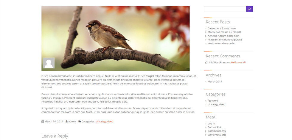 Blog post page