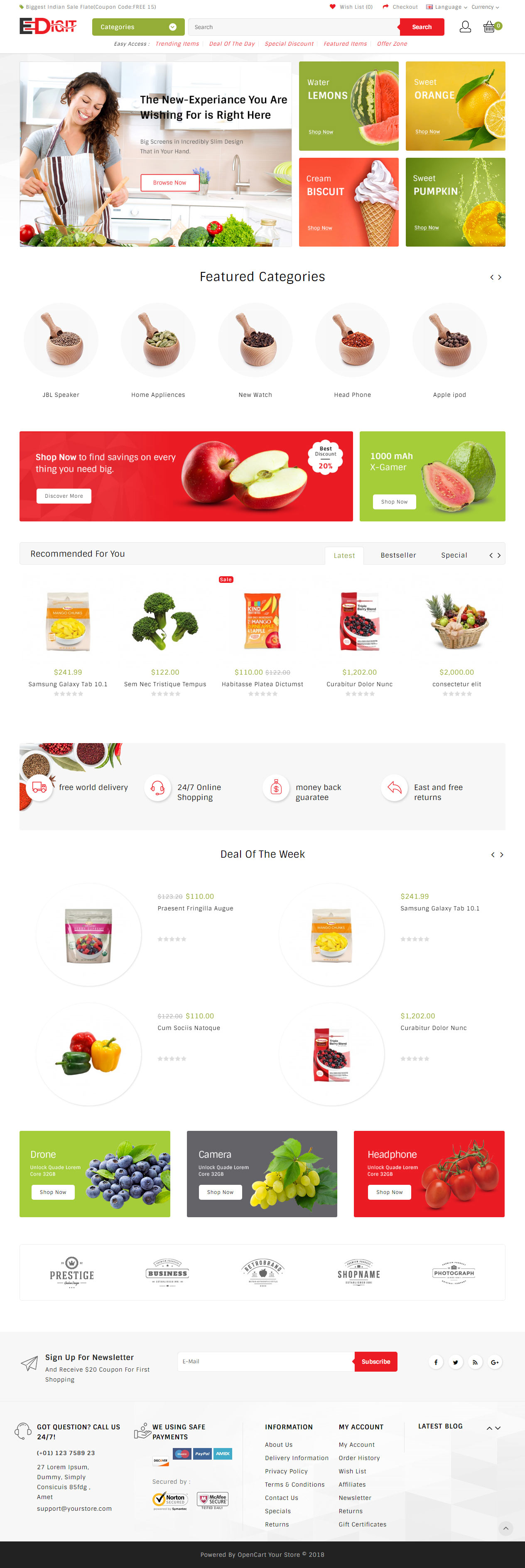 eDigit Opencart Food Theme