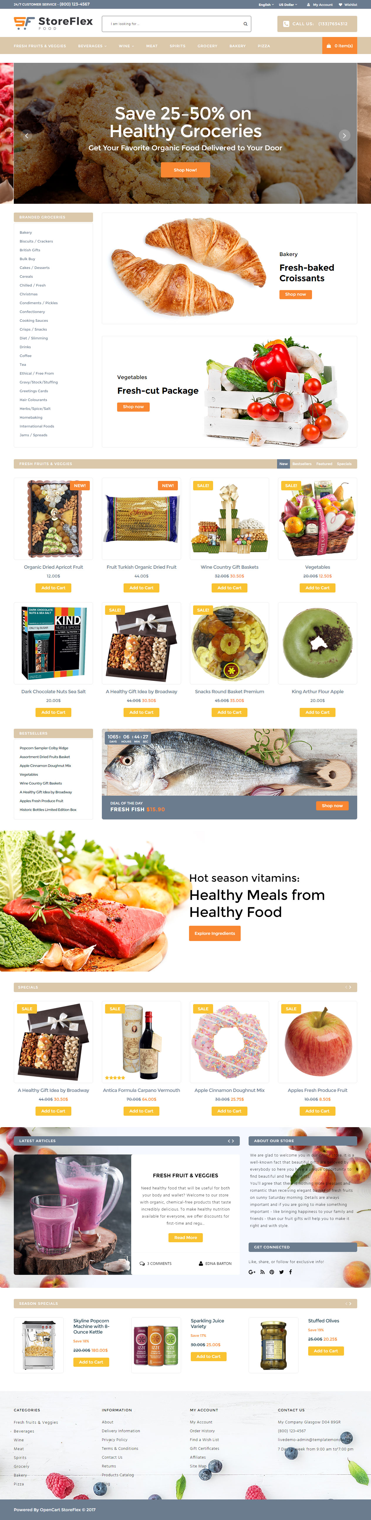 StoreFlex Opencart Bakery Template