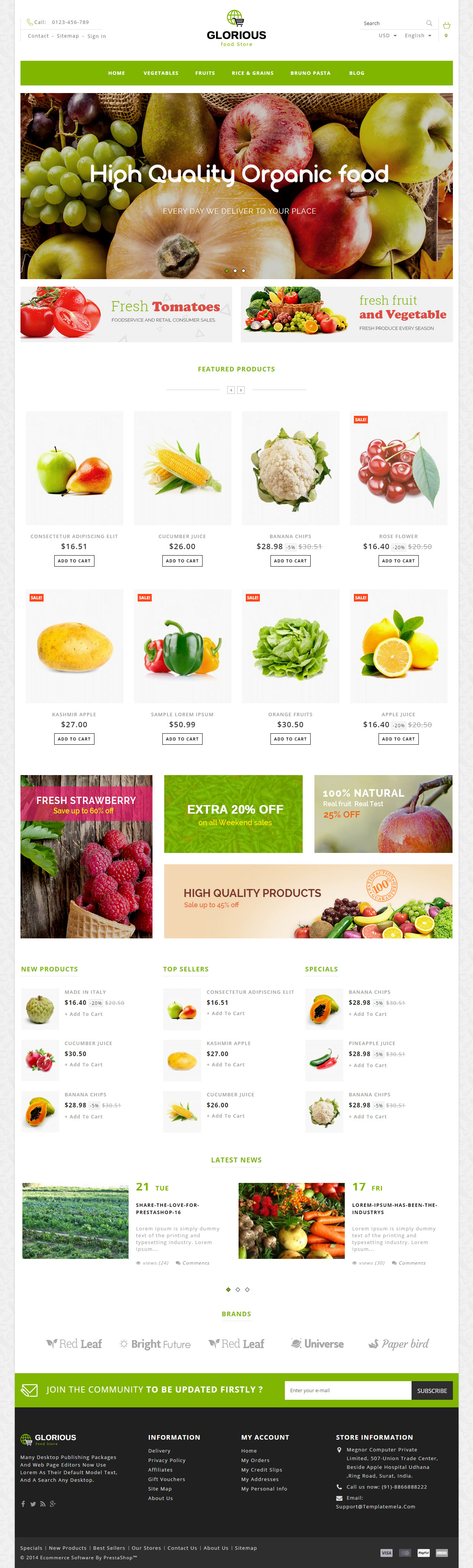 Glorious Prestashop Food Templates