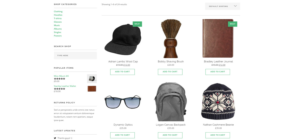 Shop page