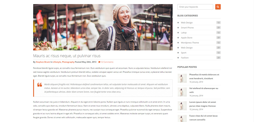 Blog post page