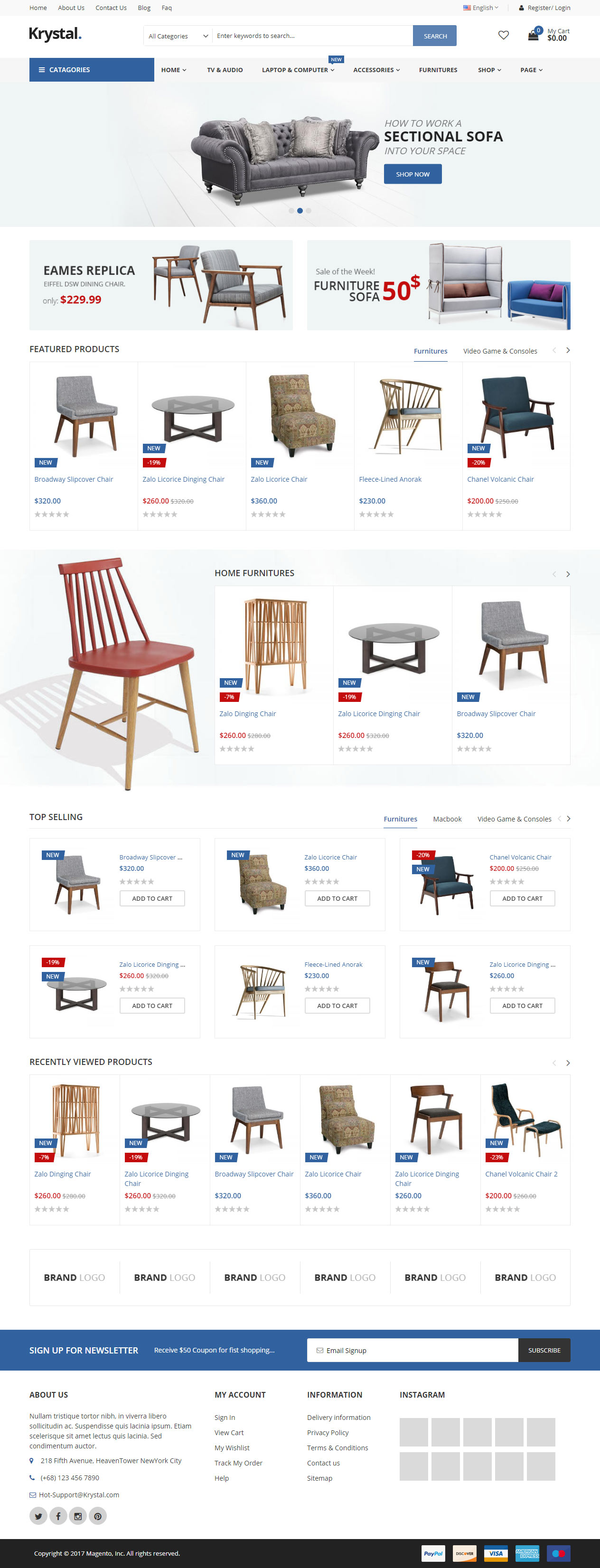 Krystal Magento Furniture Themes