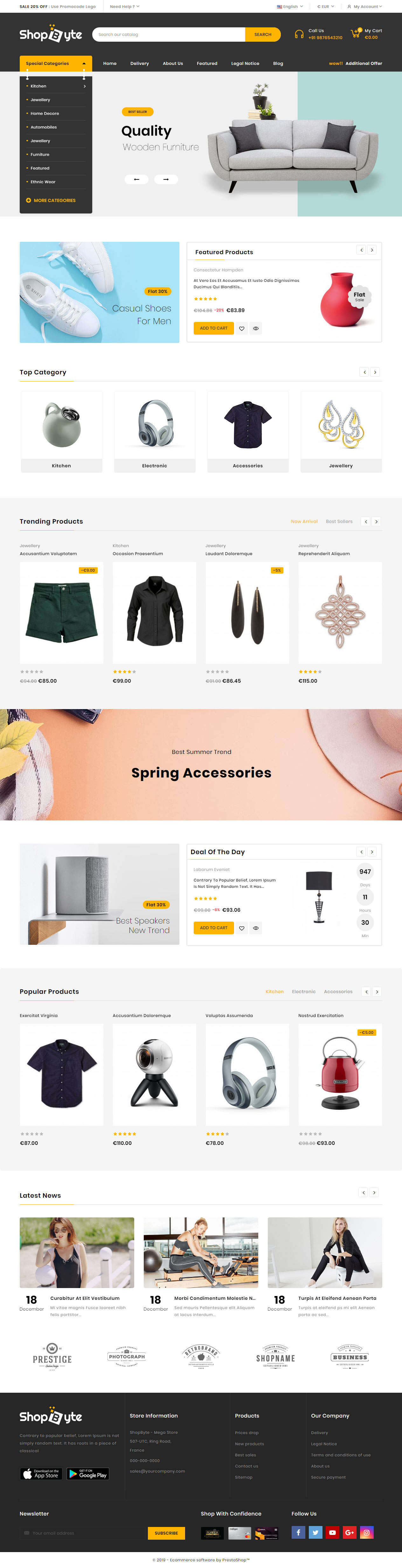 ShopByte Furniture Prestashop Themes