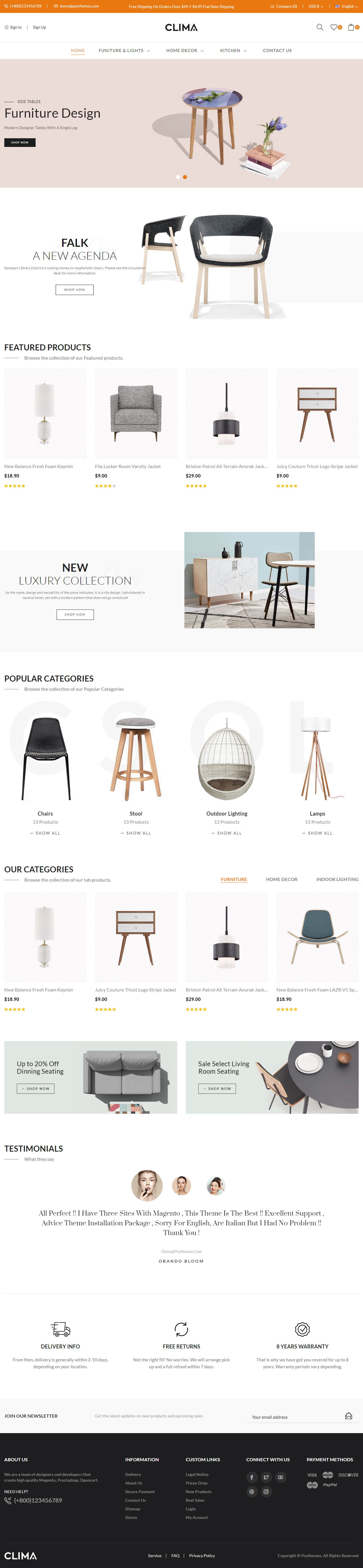 Clima Furniture Prestashop Themes