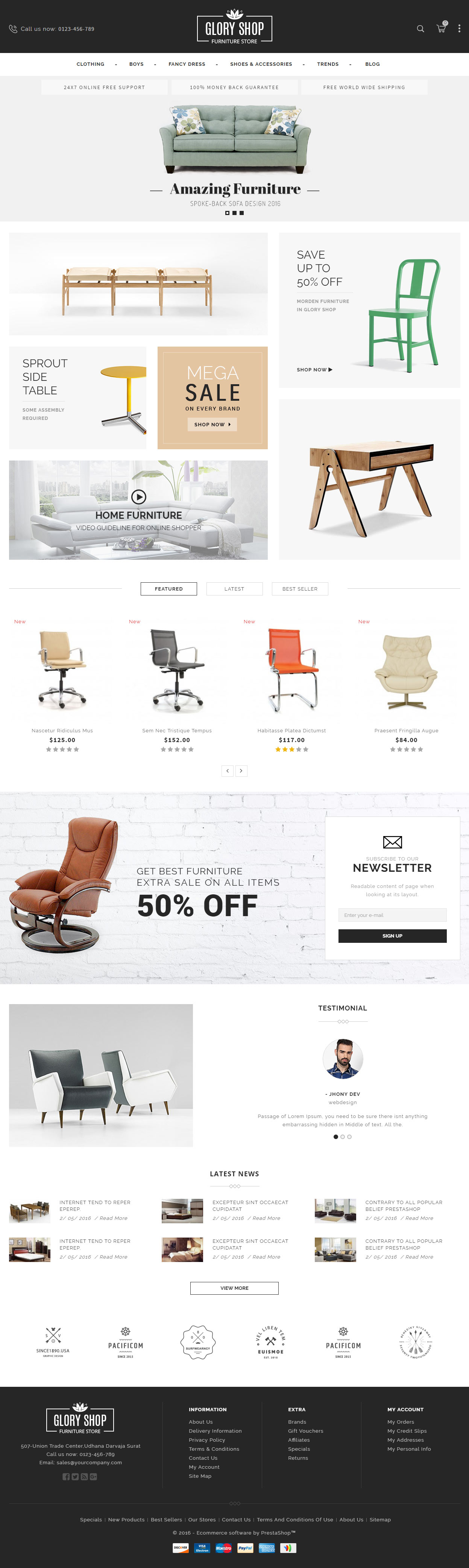 Glory Shop Furniture Prestashop Themes