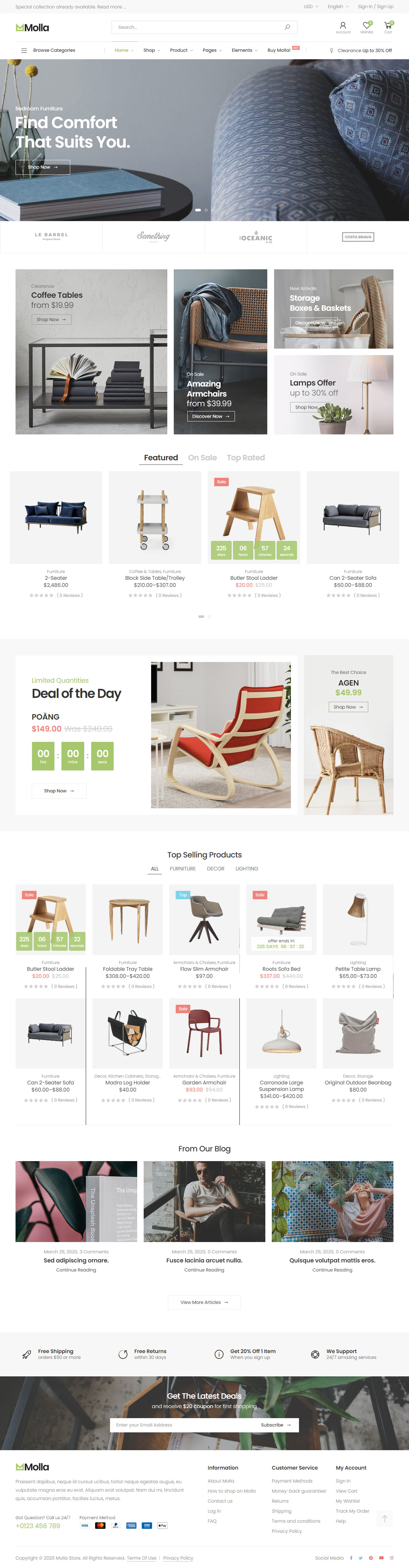 Molla WordPress Furniture Store Themes
