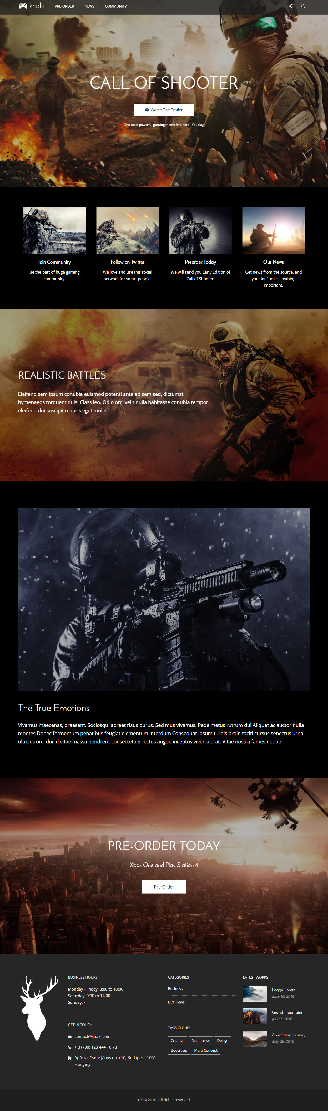 Khaki HTML Gaming Website Templates