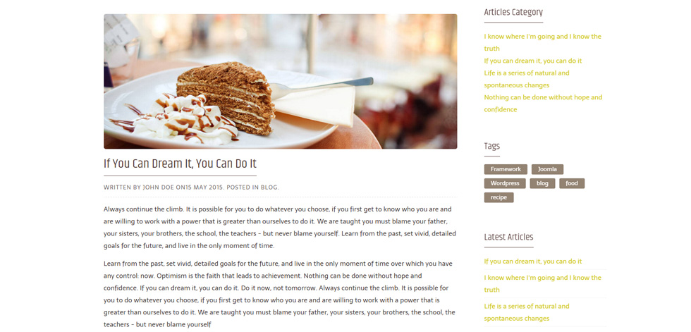 Blog post page