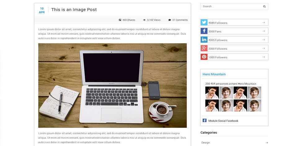 Blog post page